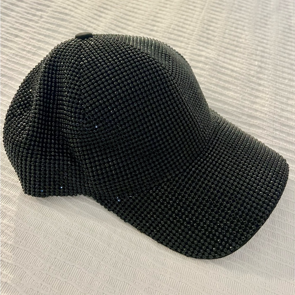 Black Crystal-Embellished Women's Baseball Cap - Picture 2 of 8